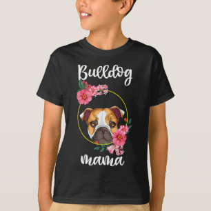 Camiseta Buldogue Mama Cachorro Mãe Floral