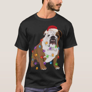 Camiseta Buldogue Natal Luz Xmas Cachorro