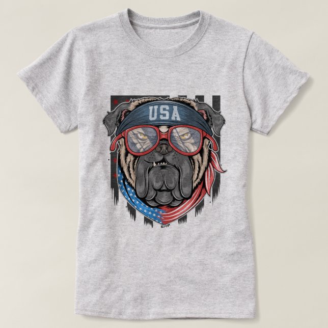 Camiseta Buldogue Patriótico (Frente do Design)