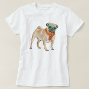 Camiseta Buldogue pintado à mão do Pug