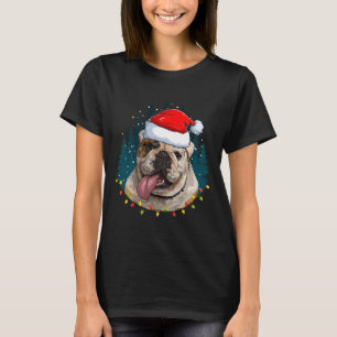Camiseta Buldogue Vestindo Santa Hat Xmas - Bulldog Lover C