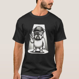 Camiseta Buldogues Capa de Cachorro Retro Rock Concert Patr