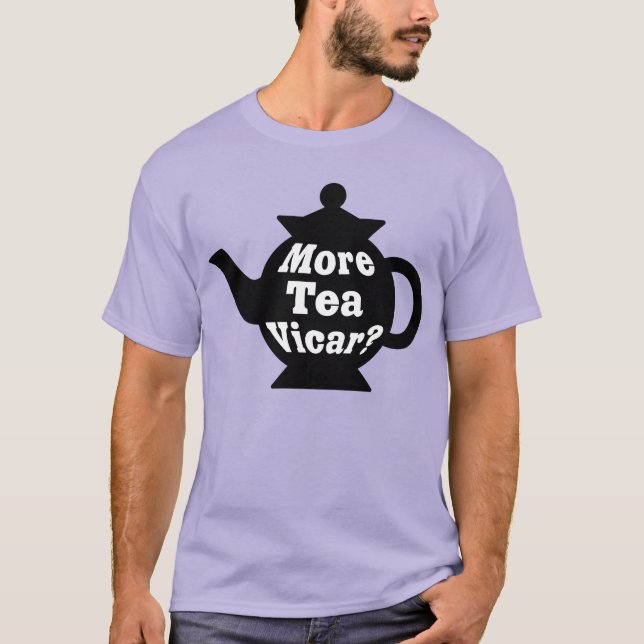 Camiseta Bule de chá - Mais chá, Vigário? - Preto e Branco (Frente)