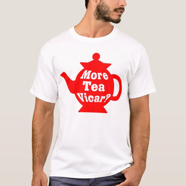 Camiseta Bule - mais vigário do chá? - Vermelho e branco (Frente)