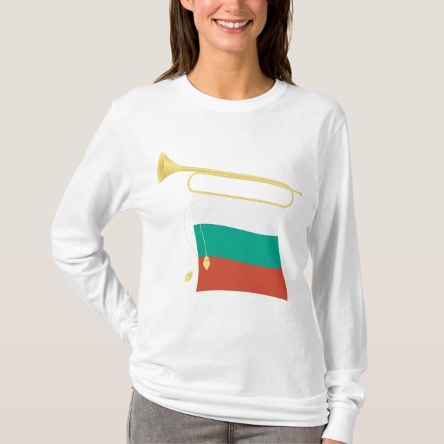 Camiseta Bulgarian Flag and Bugle (Frente)