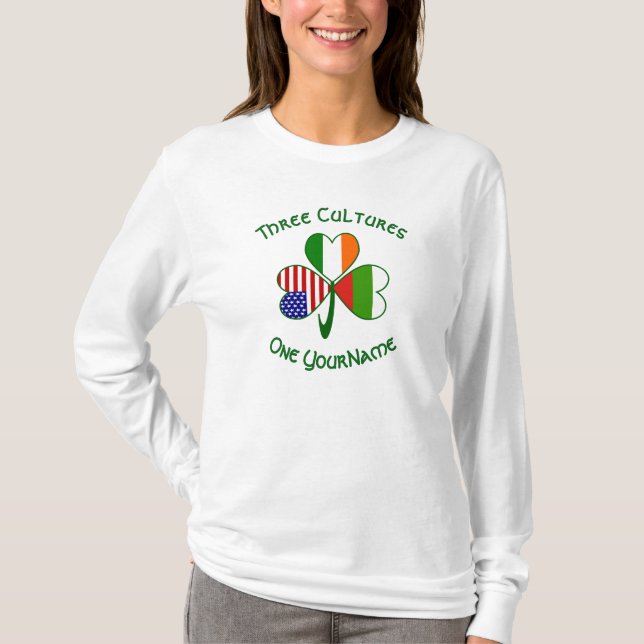 Camiseta Búlgaro irlandês irlandês Shamrock Flag Personaliz (Frente)