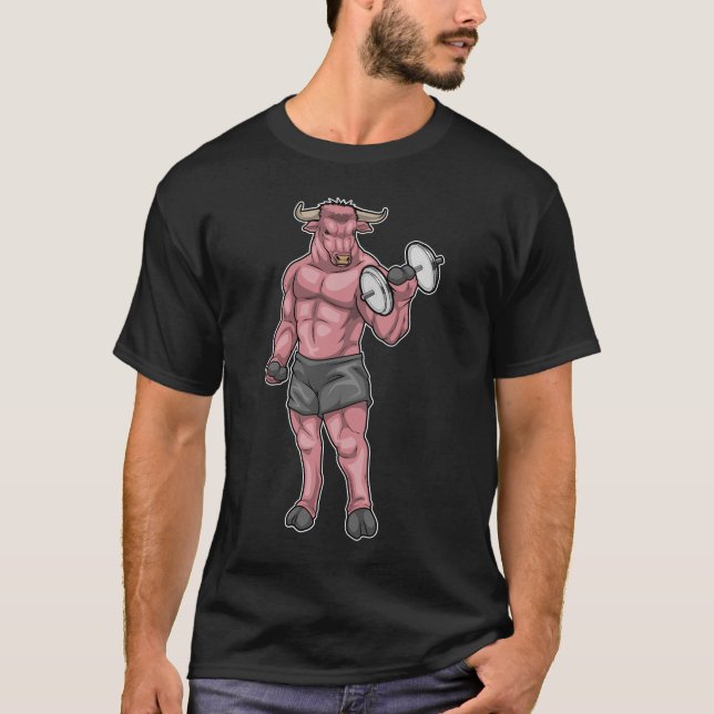 Camiseta Bull Bodybuilder Dumbbell Bodybuilding (Frente)