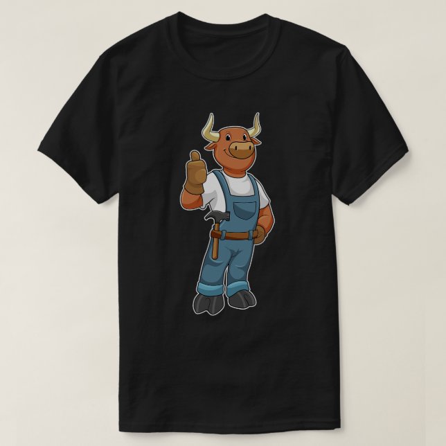Camiseta Bull como Handyman com Hammer (Frente do Design)