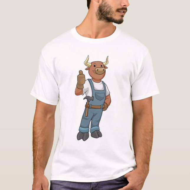 Camiseta Bull como Handyman com Hammer (Frente)