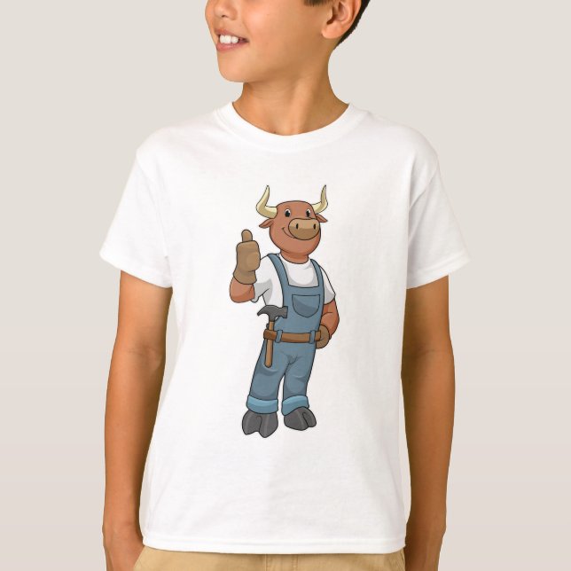 Camiseta Bull como Handyman com Hammer (Frente)
