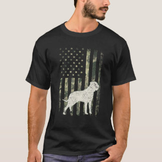 Camiseta Bull Mastiff Dog Pai Mãe Camouflage EUA Flag T Shi