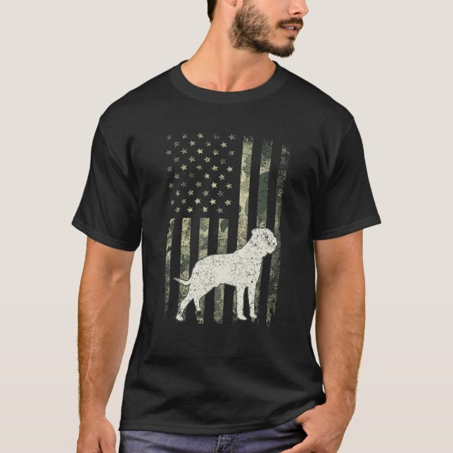 Camiseta Bull Mastiff Dog Pai Mãe Camouflage EUA Flag T Shi (Frente)