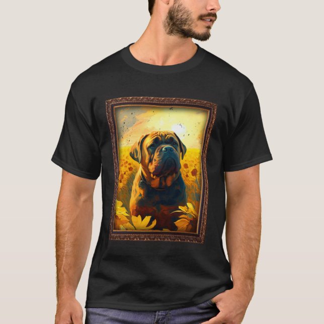 Camiseta Bull Mastiff Painting Sunflower Flower Mom Women F (Frente)
