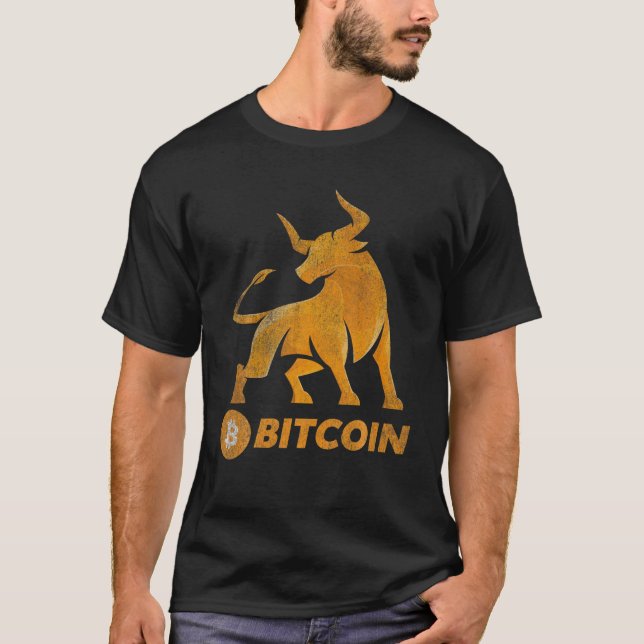 Camiseta Bull Mercado Bitmoney BTC Moedas Cripto Token Wall (Frente)