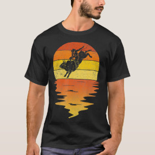 Camiseta Bull Riding retro sunset vintage Cowboy Western bu