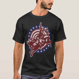Camiseta Bull Riding Rodeo Rider Cowboy Vintage EUA