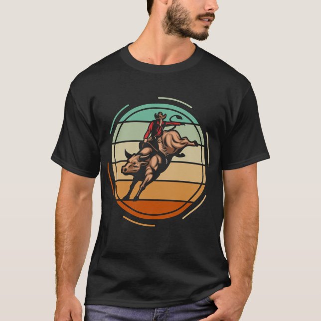 Camiseta Bull Riding Rodeo Rider Cowboy Western Vintage (Frente)