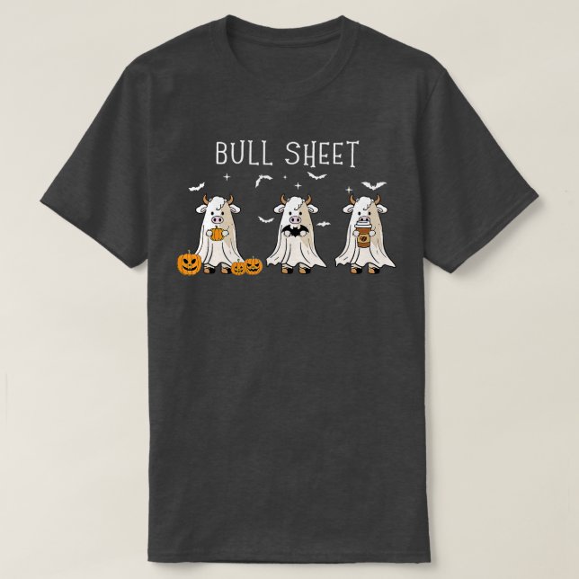 Camiseta Bull Sheet Boo Ghost Cow Halloween Funny Bull Shea (Frente do Design)