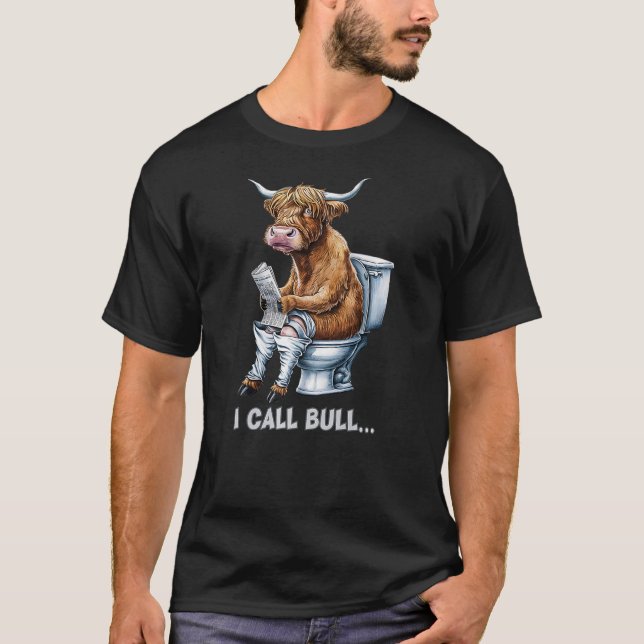 Camiseta Bull Sitting on the Toilet Reading Newspaper Funny (Frente)