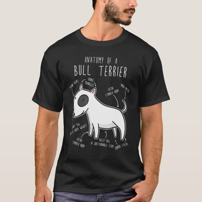 Camiseta Bull Terrier Anatomy Cute Pet Bully Dog Mãe Pai (Frente)