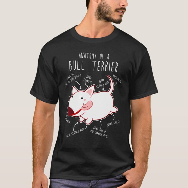 Camiseta Bull Terrier Anatomy Cute Pet Bully Dog Mãe Pai (Frente)