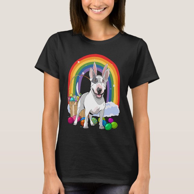 Camiseta Bull Terrier Dog Happy Easter Eggs Bunny Kids (Frente)