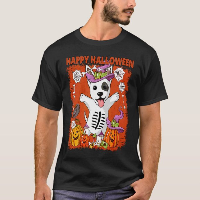 Camiseta Bull Terrier Dog Happy Halloween (Frente)