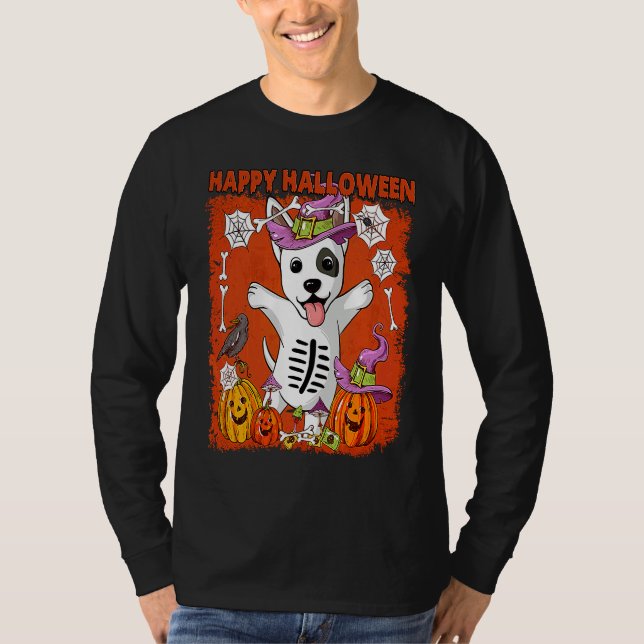 Camiseta Bull Terrier Dog Happy Halloween (Frente)