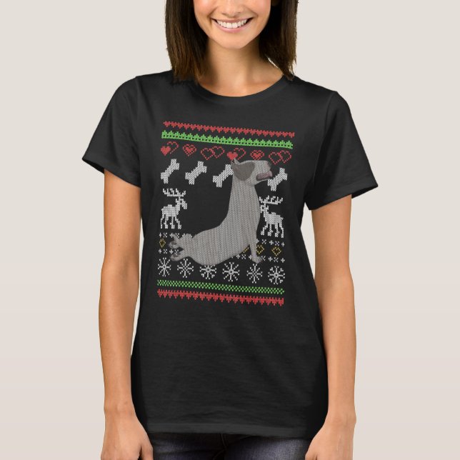 Camiseta Bull Terrier Dog Santa Claus Patinho de Natal Feio (Frente)