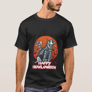 Camiseta Bull Terrier Happy Halloween Figurume Skeleton V N