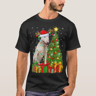 Camiseta Bull Terrier Lighting Xmas Tree Papais noeis Bull 