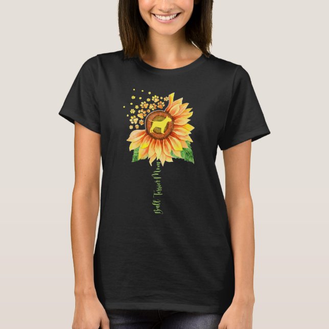 Camiseta Bull Terrier Mãe Sunflower para Bull Terrier (Frente)