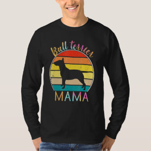 Camiseta Bull Terrier Mama Colorful Bully Vintage Retro Sun