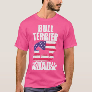 Camiseta Bull Terrier Pai Dog Lover American Flag