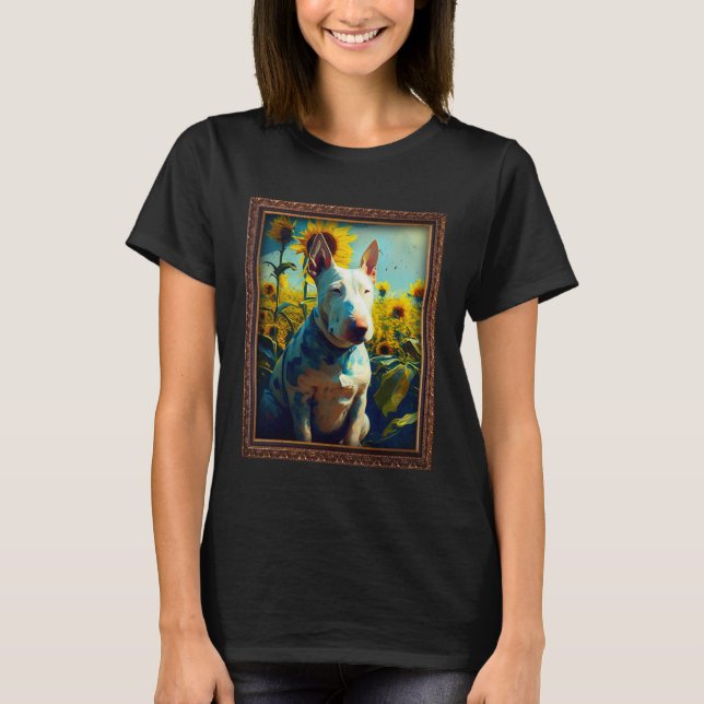 Camiseta Bull Terrier Painting Sunflower Flower Mom Women F (Frente)