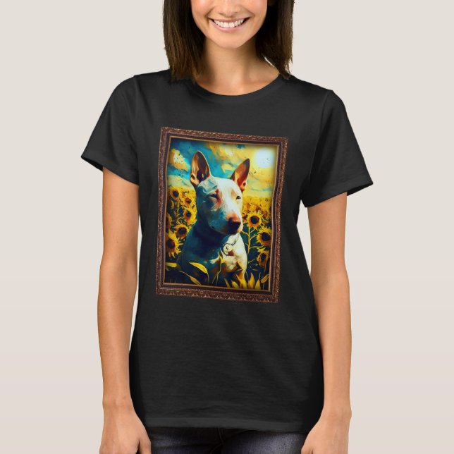 Camiseta Bull Terrier Painting Sunflower Flower Mom Women F (Frente)