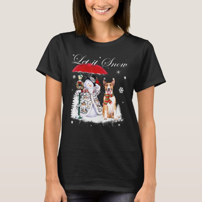 Camiseta Bull Terrier Papais noeis Cão Natal Snowman Xmas P (Frente)