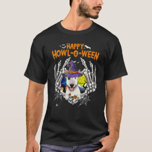 Camiseta Bull Terrier Skeleton Heart Howl O Ween Cost