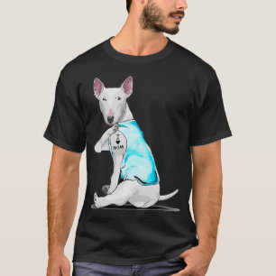 Camiseta Bull Terrier Tattoos I Love MOM Sitting Dift Mothe