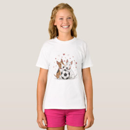 Camiseta Bull Terriers with Soccer Ball for Valentine's Day