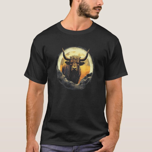 Camiseta Bull With Full Moon - Full Moon Bull (Frente)
