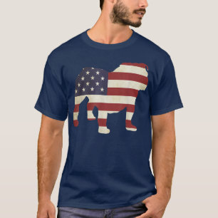 Camiseta Bulldog 4 de julho Men Women USA Flag Do