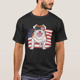 Camiseta Bulldog American Flag 4th of July USA Independence