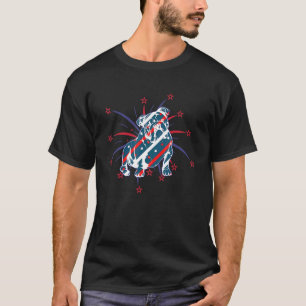 Camiseta Bulldog Bandeira Americana 4 De Julho Cães Mãe Fam
