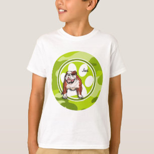 Camiseta Bulldog; camo verde brilhante, camuflagem
