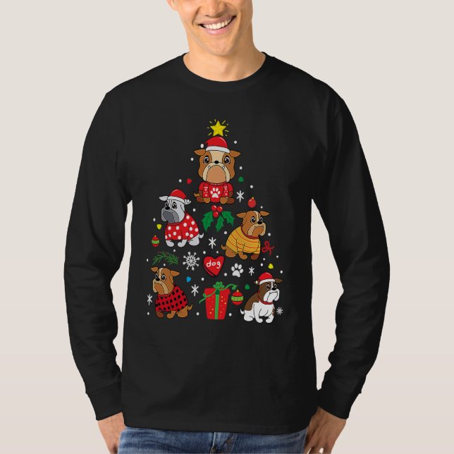 Camiseta Bulldog Christmas Dog Tree   Bulldog (Frente)