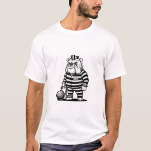 Camiseta Bulldog clássico prisioneiro com corrente de bola