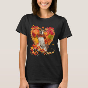 Camiseta Bulldog Com Coração Feita De Folhas De Outono