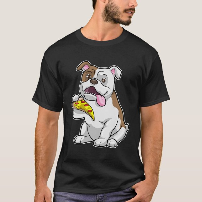 Camiseta Bulldog com pizza (Frente)