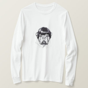 Camiseta Bulldog com uma peruca (Estilo 3) Arte Refinada